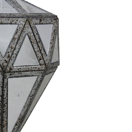 5.5" Silver And Clear Mirrored Framed Geometric Drop Ornament